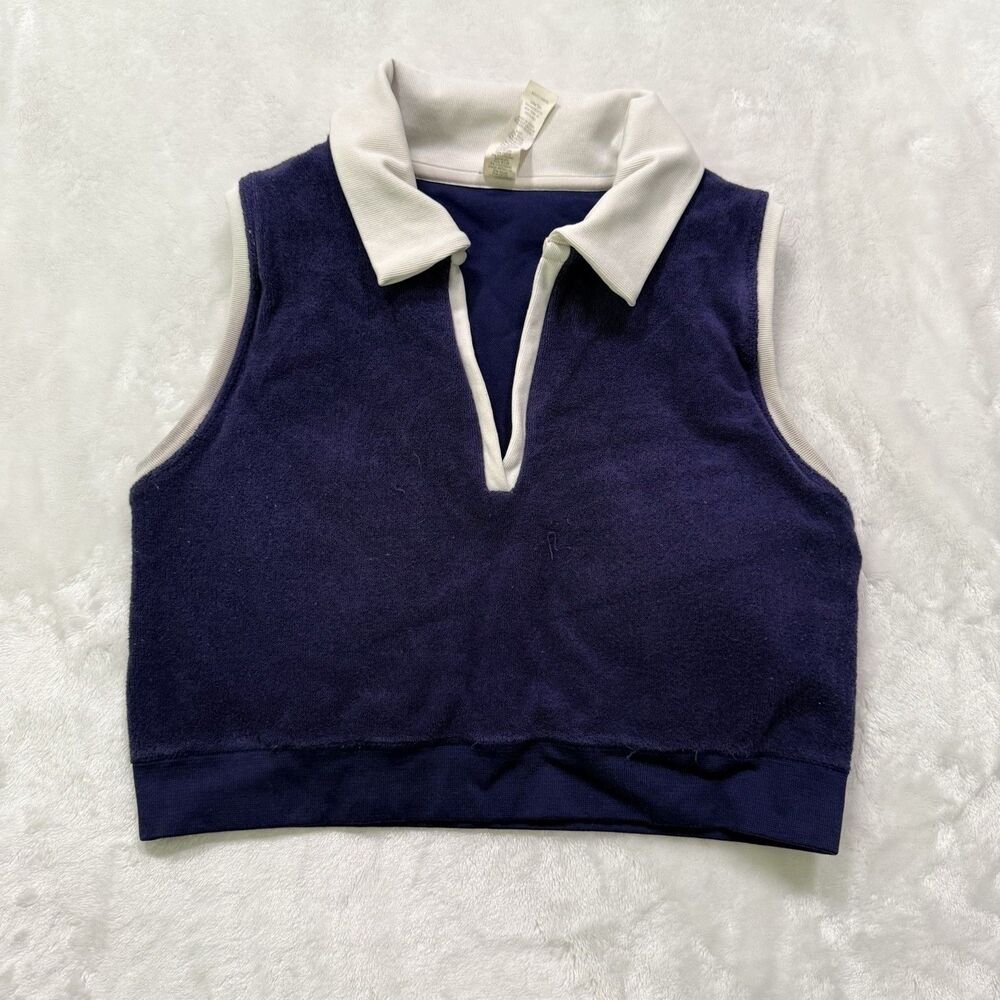 OFFLINE by Aerie Seamless Blue & White Collared Sleeveless Tank - XL